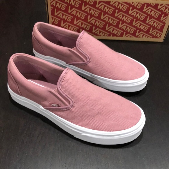 herringbone slip on vans nostalgia rose